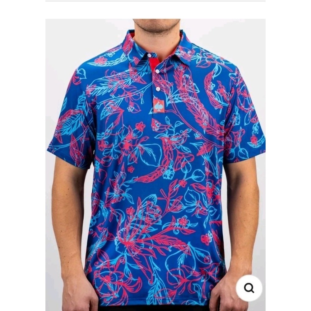 Pins and Aces Cabo Colada Short Sleeve Golf Polo Shirt Men's Size Large